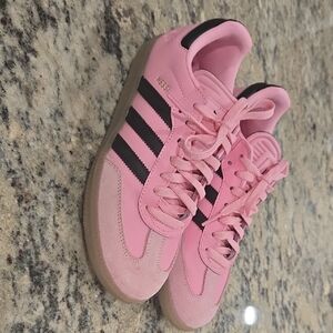 Messi Edition Adidas Pink Samba Sneakers.  Childrens Size 6/Womens Size 8.